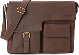 Boston Leder-Umhängetasche I Laptoptasche bis 13 Zoll I Messenger Bag aus echtem Büffel-Leder im Vintage Look I Schultertasche I Ledertasche I Arbeitstasche I 38x11x31 cm (Muskatnuss)