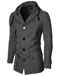 MODERNO Parka Mantel Herren Winter Slim Fit (MOD13533C) Dunkelgrau EU L