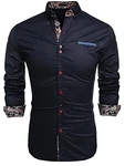 Coofandy Freizeithemd Schlankes Fit für Herren Dunkelblau