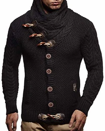 Herren Strickjacke Schalkragen Slim Fit Winter-Freizeit-Jacke Sommer Moderne Männer Pulli Grobstrick Sweatjacke Langarm Herren schwarzer Hoodie-Pullover, Schwarz, M