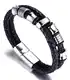 Halukakah ● Solo ● Herren-Armband Handgefertigt   Echtleder Schwarz   Magnetverschluss Edelstahl in Silber   Titan Perlen in Silber   KOSTENLOS Geschenkbox   Tolle Geschenkidee   21.5cm