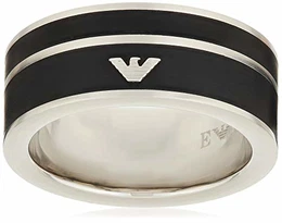 Herren Ring EGS2032040, Silber/Schwarz, 58.5 DE