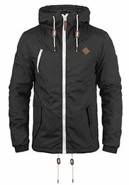 SDTilden Herren Übergangsjacke Herrenjacke Jacke mit Kapuze Kordelzug Reißverschluss Brusttasche Eingrifftaschen Regular fit, Größe:S, Farbe:Dark Grey (2890)