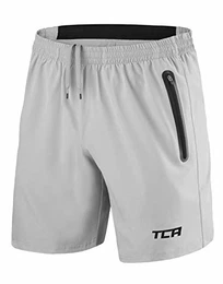 Elite Tech Herren Trainingsshorts für Laufsport mit Reißverschlusstaschen - Grau - M