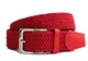 Komfortabel Elastische Geflochtener Stretch Gürtel - Stretchbelt - Stoffgürtel - Flecht mit pu Leder für Damen und Herren, 100 B.W. = Gesamtlänge 115 Cm., Rot