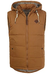 !Solid Dry Herren Weste Steppweste Outdoor Weste Mit Kapuze Und Stehkragen, Größe:L, Farbe:Cinnamon (5056)