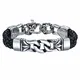 COOLMAN Herren Lederarmband schwarz mit Edelstahl Verschluss Armbänder Armband für Männer (mit Schmuckschatulle) - 23 cm