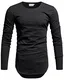 Crone Herren Langarm Shirt Longsleeve Slim Fit T-Shirt Leicht Oversize Basic Sweatshirt (L, Schwarz)