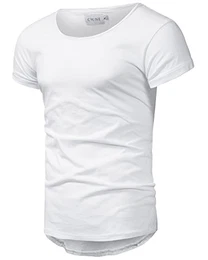 Herren Kurzarm Rundhals Basic Oversize Slim Fit T-Shirt (Weiss, M)