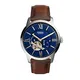 Fossil Herren Analog Automatik Uhr mit Leder Armband ME3110