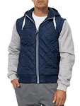 Indicode Herren Harry Jacke mit Kapuze und abnehmbaren Ärmeln Steppjacke Weste Blau
