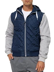 Indicode Herren Harry Jacke mit Kapuze und abnehmbaren Ärmeln Steppjacke Weste Blau