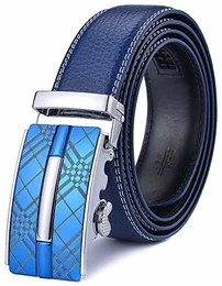 X Gürtel Herren Automatik Gürtel mit Automatikschließe-3,5cm Breite, Blau, Länge 125cm Geeignet für 37-43 taille