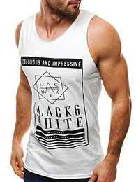 Herren Tank Top Tanktop Tankshirt Ärmellos Bodybuilding Shirt Unterhemd T-Shirt Muskelshirt Achselshirt Madmext 1323 WEIß M