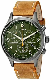 Herren Chronograph Quarz Uhr mit Leder Armband TW4B04400