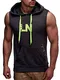 Leif Nelson Gym Herren Fitness T-Shirt Hoodie Trainingsshirt LN06260; Größe S, Anthrazit-Gelb