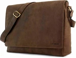 LEABAGS Oxford Umhängetasche Leder Laptoptasche 15 Zoll Braun