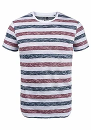 !Solid TET Herren T-Shirt Kurzarm Shirt Mit Streifen Und Rundhalsausschnitt, Größe:XL, Farbe:Wine Red (0985)