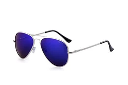 ® Sonnenbrille Polarisiert Polarized Herren Damen Geschenkbox & Brillentuch Federscharnier 3025 Silbergestell (Blauverspiegelt)