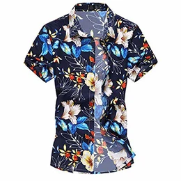 Blumen Hemd Herren Urlaub Strand Hawaii Blattaufdruck-Hemd Freihzeit Hemd