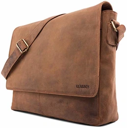 Oxford Umhängetasche Leder Laptoptasche 15 Zoll aus echtem Büffel-Leder im Vintage Look, (LxBxH): ca. 38x10x31 cm - Fox