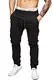 Indicode  Herren Levi Cargo Cargo Hose Freizeithose Militär Army Chino Feldhose Outdoorhose Rangerhose Stoffhose, M, Schwarz