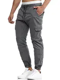Herren Levy Cargohose aus Baumwolle mit 6 Taschen Cargo Chino Hose Männer Iron M