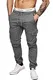 Indicode Herren Levi Cargo Cargo Hose Freizeithose Militär Army Chino Feldhose Outdoorhose Rangerhose Stoffhose Leinenhose, Iron, M