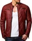 Redbridge Herren Jacke Übergangsjacke Biker Kunst- Lederjacke Kunstleder mit gesteppten Bereichen (M, Rot)