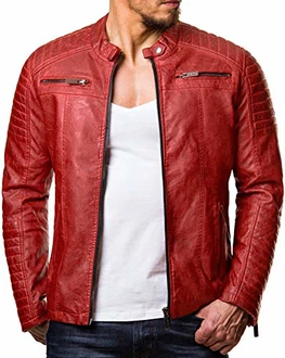 Redbridge Herren Jacke Übergangsjacke Biker Lederjacke Echtleder mit gesteppten Bereichen Rot Redbridge Herren Jacke Übergangsjacke Biker Lederjacke Echtleder mit gesteppten Bereichen Rot