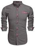 Coofandy Freizeithemd Schlankes Fit für Herren Grau