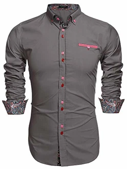 Coofandy Freizeithemd Schlankes Fit für Herren Grau Coofandy Freizeithemd Schlankes Fit für Herren Grau