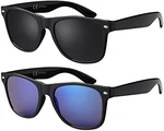 La Optica B.L.M. Sonnenbrille UV400 CAT 3 Retro Vintage Nerd Schwarz/Grau/Blau