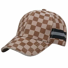 Herren Baseball Sonne Cap Freizeit Sport Jagd Golf Reise Einstellbar Plaid Tailliert Mütze - Khaki Braun
