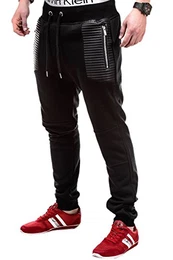 Trainingshose mit PU-Detail Sporthose P231 [Schwarz, M]