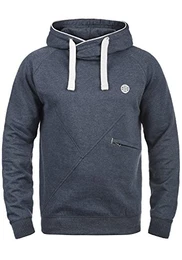 Cross Herren Kapuzenpullover Hoodie Pullover Mit Kapuze Cross-Over-Kragen Und Fleece-Innenseite, Größe:M, Farbe:Navy (70230)