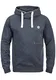 Blend Cross Herren Kapuzenpullover Hoodie Pullover Mit Kapuze Cross-Over-Kragen Und Fleece-Innenseite, Größe:M, Farbe:Navy (70230)