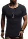 Leif Nelson T-Shirt Herren Sommer mit Rundhals-Ausschnitt (Schwarz, Größe M), Regular Fit Herren-T-Shirt aus 100% Baumwolle, Basic Männer T-Shirt
