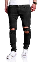 MT Styles Destroyed Jeans Slim Fit Jeans RJ-2021 [Schwarz, W31/L32]