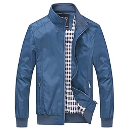 Nantersan Herrens Freizeit Draussen Sportkleidung Leichtgewichtler Bomber Jacken und Mäntel , #JK025 Blau - XS