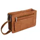 Bag Street Leder - Exquisite Leder Herren Handgelenktasche, Herrentasche, Handtasche, Handgepäck-Tasche (Tan - Doppelkammer) - präsentiert von ZMOKA®