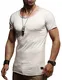Leif Nelson Herren Oversize T-Shirt Rundhals Basic Shirt LN6281; Größe M, Grau