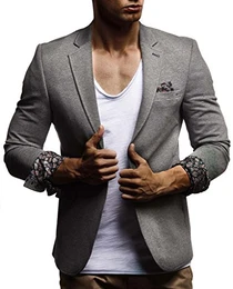 Herren Sakko Blazer sportlich Slim Fit Modern Hemd T-Shirt Schwarz Blau Anthraztit LN4007 ; Größe L, Anthrazit