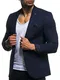 Leif Nelson Herren Sakko Blazer sportlich Slim Fit Modern Schwarz LN3047 Blau Medium