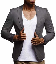 Herren Sakko Blazer sportlich Slim Fit Modern Schwarz Blau LN3047 Anthrazit Large