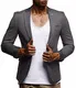 Leif Nelson Herren Sakko Blazer sportlich Slim Fit Modern Schwarz Blau LN3047 Anthrazit Large
