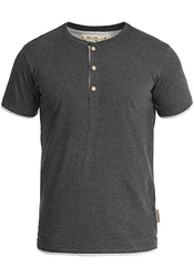 Indicode Tony T-Shirt Layershirt mit Knopfleiste Charcoal Mix (915)