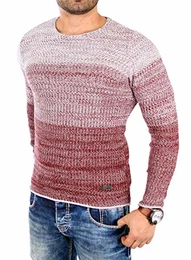 Männer Winterpullover Langarm roter Herren Pullover Pulli pullis Strick Sweatshirt günstig Strick RS-3106 Bordeaux M