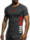 Leif Nelson Gym Herren Fitness T-Shirt Trainingsshirt Training LN06279; Größe M, Anthrazit-Rot