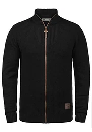 !Solid Tristian Herren Strickjacke Cardigan Feinstrick Mit Stehkragen Und Reißverschluss, Größe:M, Farbe:Black (9000)